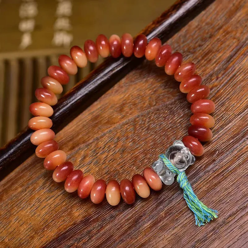 Natural Half Blood Bone Tablet Single Circle Prayer Beads White Turquoise Accessories Bracelet
Natural Half Blood Bone Tablet Single Circle Prayer Beads White Turquoise Accessories Bracelet