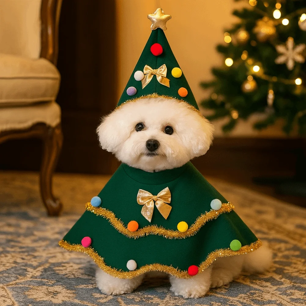 Cartoon Christmas Dog Cape Christmas Tree Design Adjustable Dog Cosplay Dress Polyester Unique Pet Cloak Photo Shoots 
Cartoon Christmas Dog Cape Christmas Tree Design Adjustable Dog Cosplay Dress Polyester Unique Pet Cloak Photo Shoots