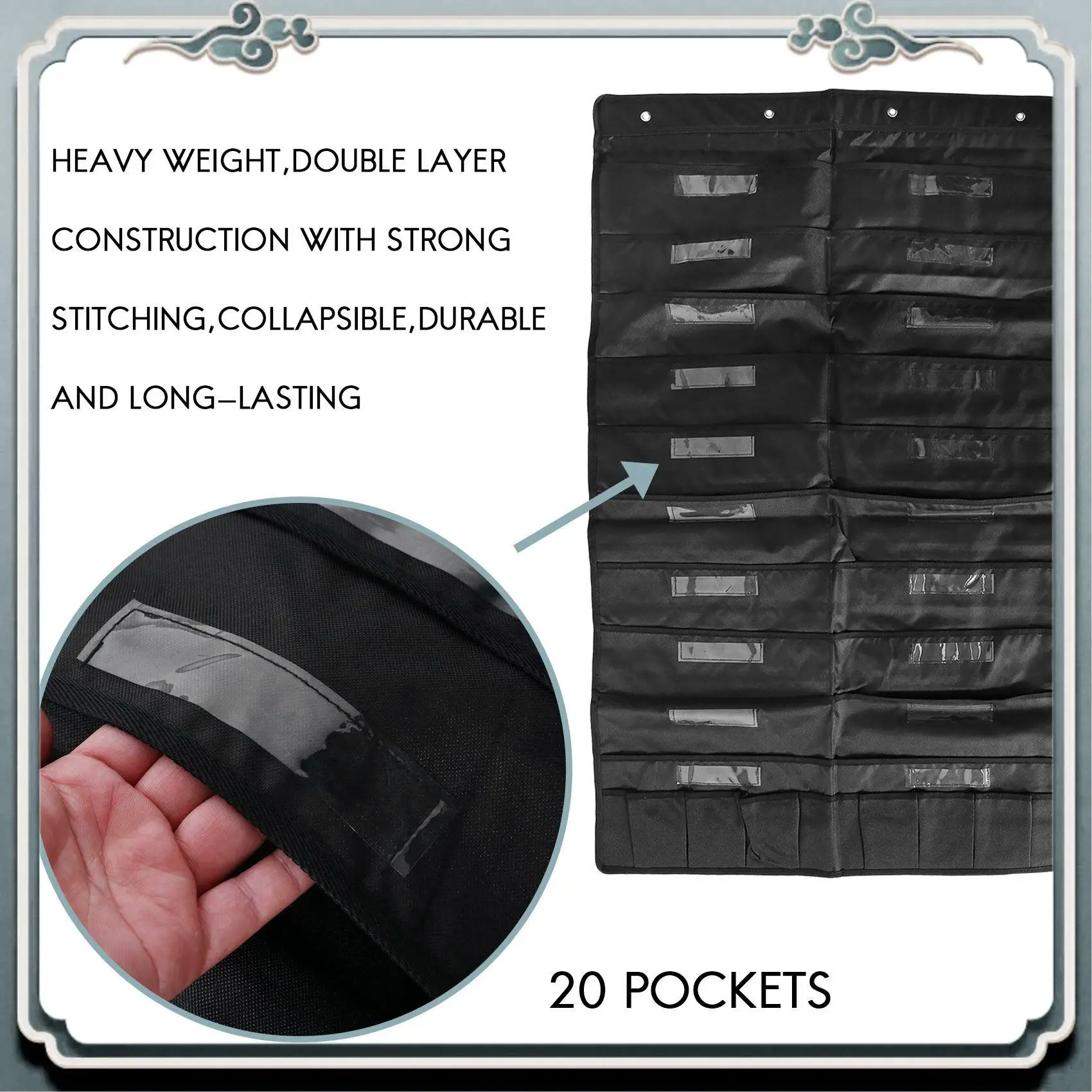 Premium 20 Pocket Door Hanging File Organizer With Name Tag,Black Wall Storage Pocket Charts With 4 Hangers,Great For Classroom,
Premium 20 Pocket Door Hanging File Organizer With Name Tag,Black Wall Storage Pocket Charts With 4 Hangers,Great For Classroom,