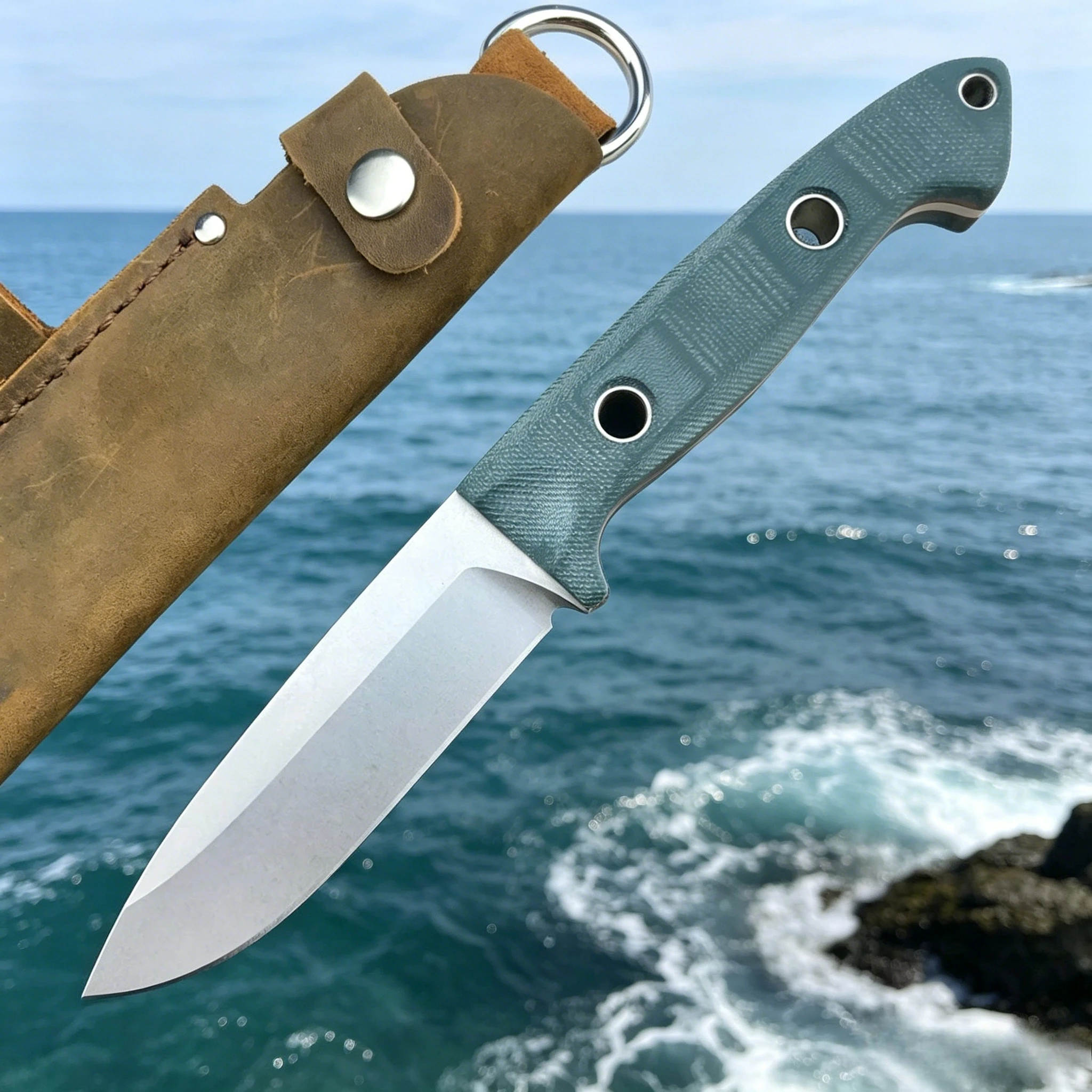 Model 162 Fixed Blade Knife, S30V Satin Blade, Green G10 Handle, Outdoor EDC Tool with Cowhide Sheath, Gift for Men
Model 162 Fixed Blade Knife, S30V Satin Blade, Green G10 Handle, Outdoor EDC Tool with Cowhide Sheath, Gift for Men