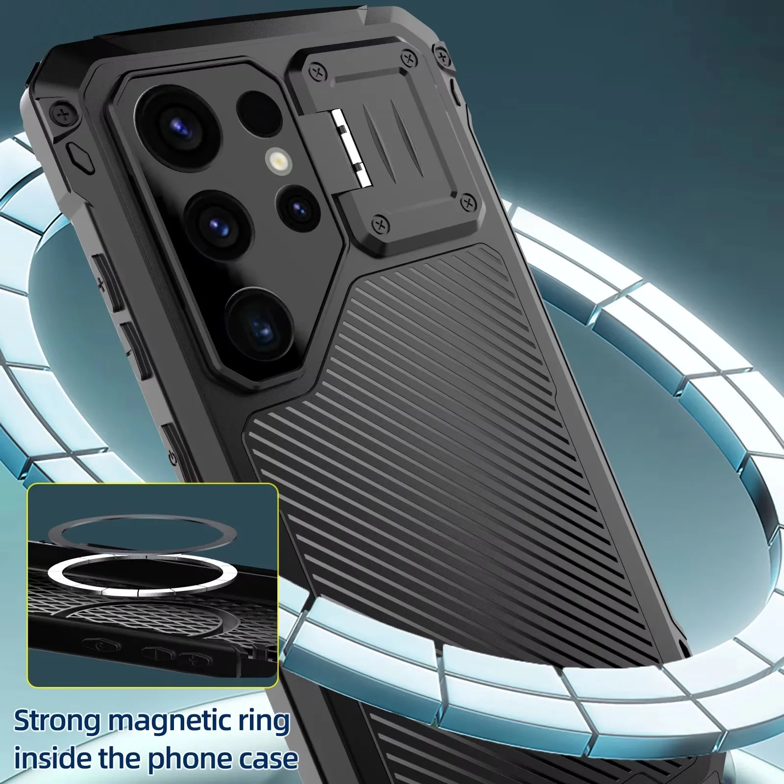 Shockproof Metal Phone Case For Galaxy S23 S24 S25 Ultra Built-in Magnetic Ring Heavy Duty Alloy Cover Lens Stand Screen Protect
Shockproof Metal Phone Case For Galaxy S23 S24 S25 Ultra Built-in Magnetic Ring Heavy Duty Alloy Cover Lens Stand Screen Protect