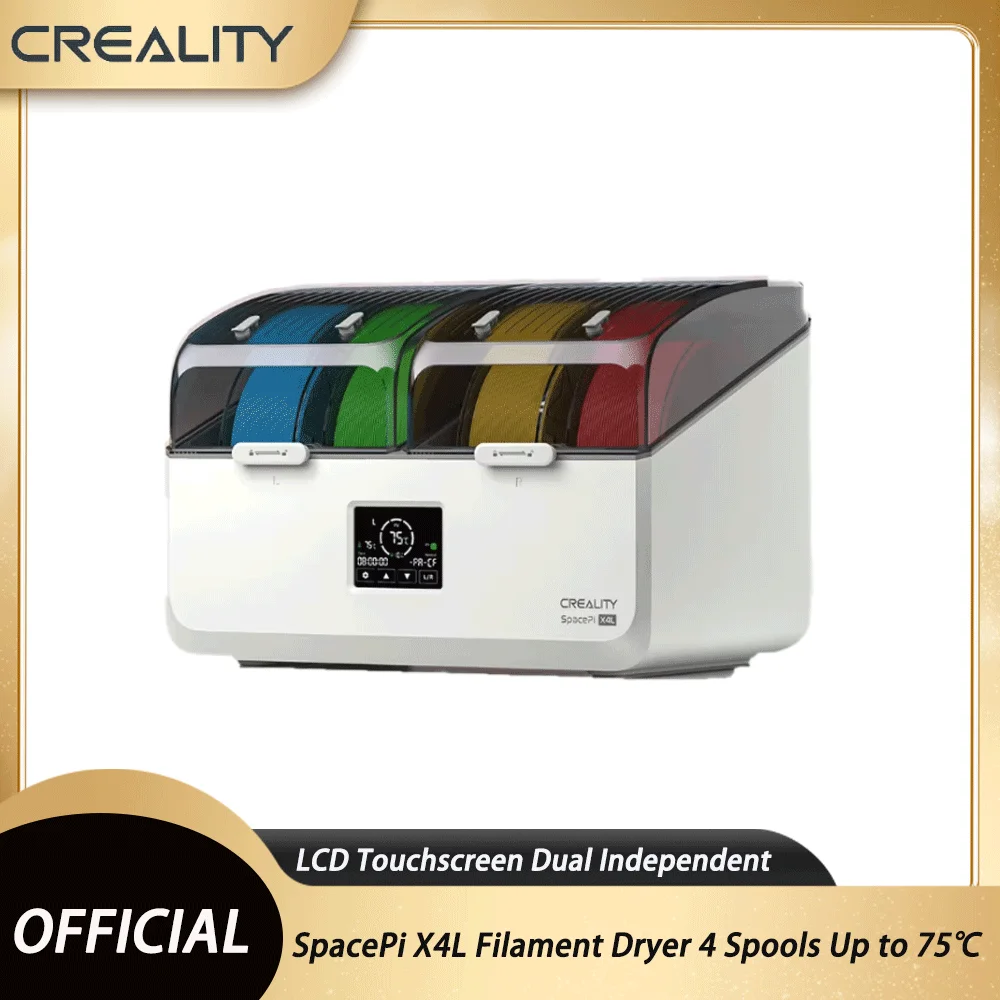 Creality SpacePi X4L Filament Dryer 4 Spools Up to 75℃ LCD Touchscreen Dual Independent Heating Chamber Dry Box for 3D Printer
Creality SpacePi X4L Filament Dryer 4 Spools Up to 75℃ LCD Touchscreen Dual Independent Heating Chamber Dry Box for 3D Printer