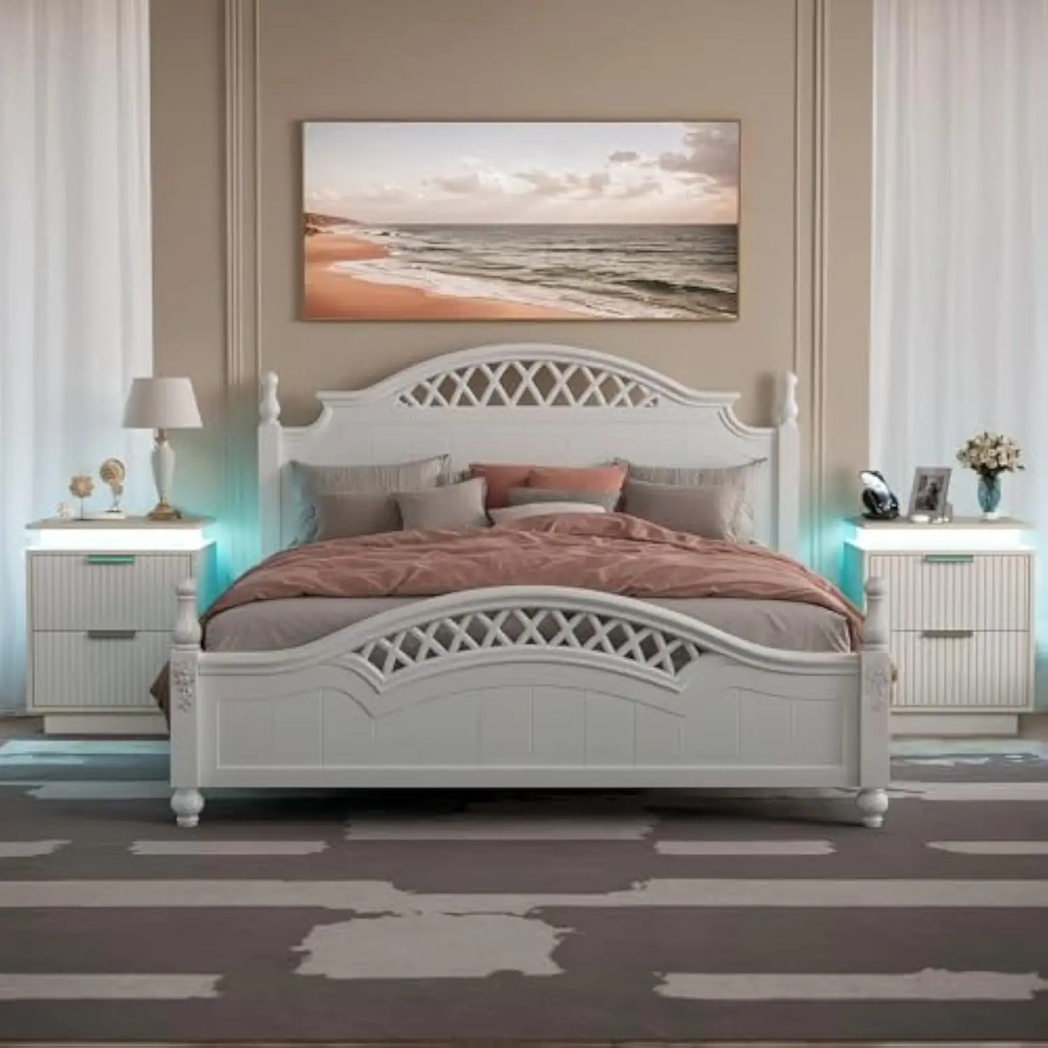 Тумбочка с подсветкой, тумбочка с 2 ящиками и панелью для волн, ночная подставка с ручками, набор из 2, для спальни и А
Тумбочка с подсветкой, тумбочка с 2 ящиками и панелью для волн, ночная подставка с ручками, набор из 2, для спальни и А