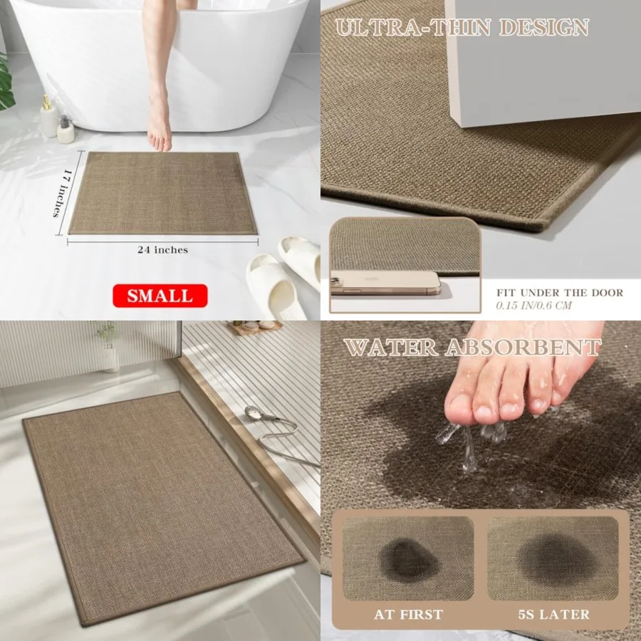 Bathroom Rugs Mat 24x17, Ultra Thin Non Slip Bath Mat Small Quick Dry Absorbent Bath Mat for Bathroom Floor, (Dark Beige, 24"x17")
Bathroom Rugs Mat 24x17, Ultra Thin Non Slip Bath Mat Small Quick Dry Absorbent Bath Mat for Bathroom Floor, (Dark Beige, 24"x17")