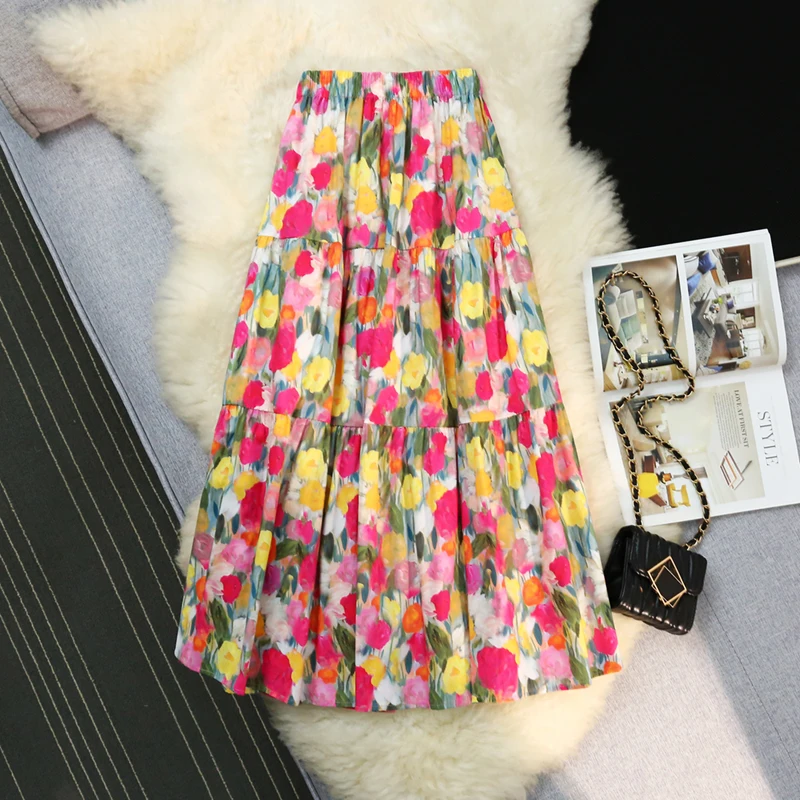 2024 Women Spring Summer French Retro Oil Painting Print Skirt Female High Waist A-line Skirts Ladies Midi Long Loose Skirt B151
2024 Women Spring Summer French Retro Oil Painting Print Skirt Female High Waist A-line Skirts Ladies Midi Long Loose Skirt B151
