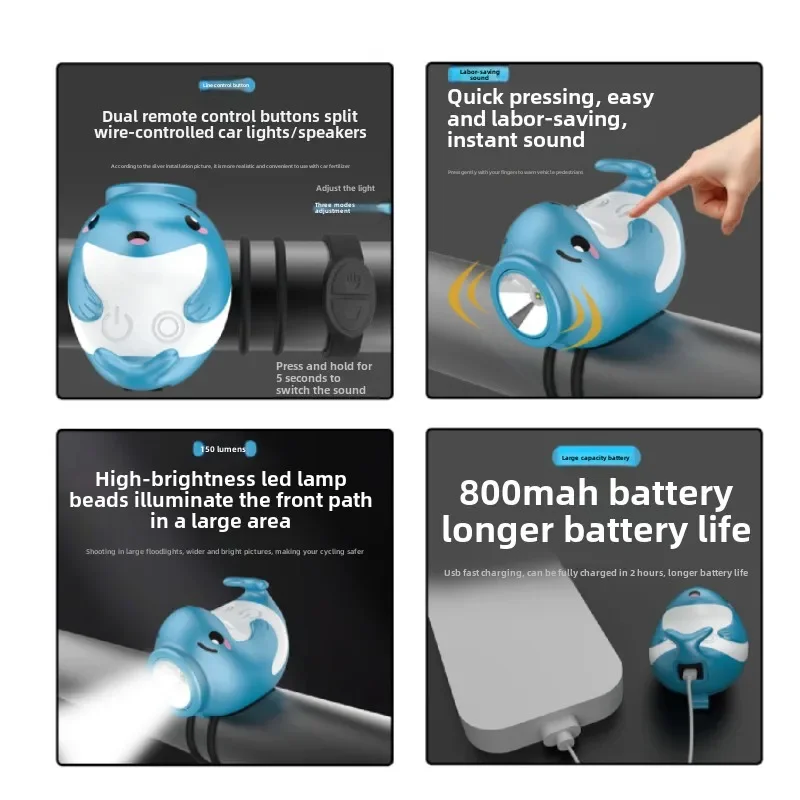 Creative Whale Bike Horn Light - Compact LED Headlight with 110dB Horn for Night Riding, Enhances Safety on Road and MTB Trails
Creative Whale Bike Horn Light - Compact LED Headlight with 110dB Horn for Night Riding, Enhances Safety on Road and MTB Trails