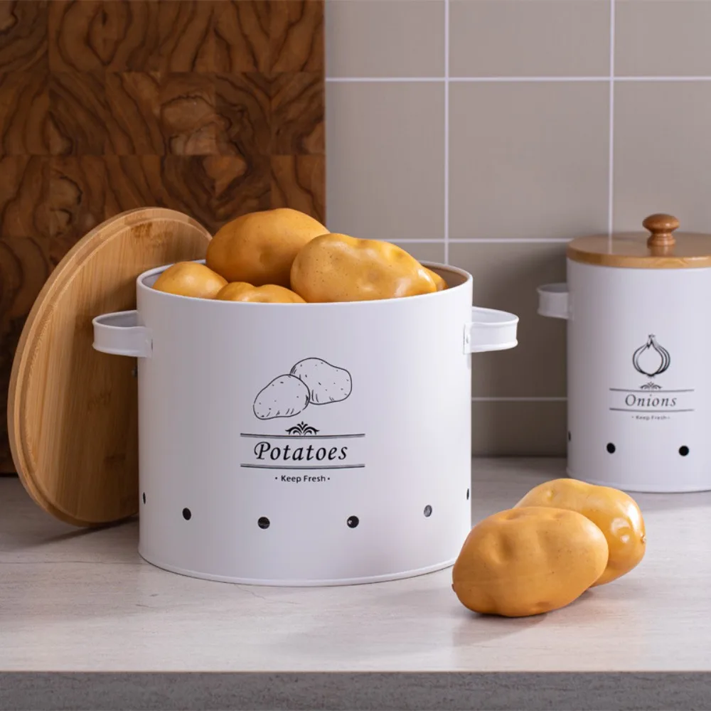 Carbon Steel Potato Onion Garlic Storage Jar with Lid Ventilation Holes Garlic Keeper White Cylindrical Potato Storage Container
Carbon Steel Potato Onion Garlic Storage Jar with Lid Ventilation Holes Garlic Keeper White Cylindrical Potato Storage Container
