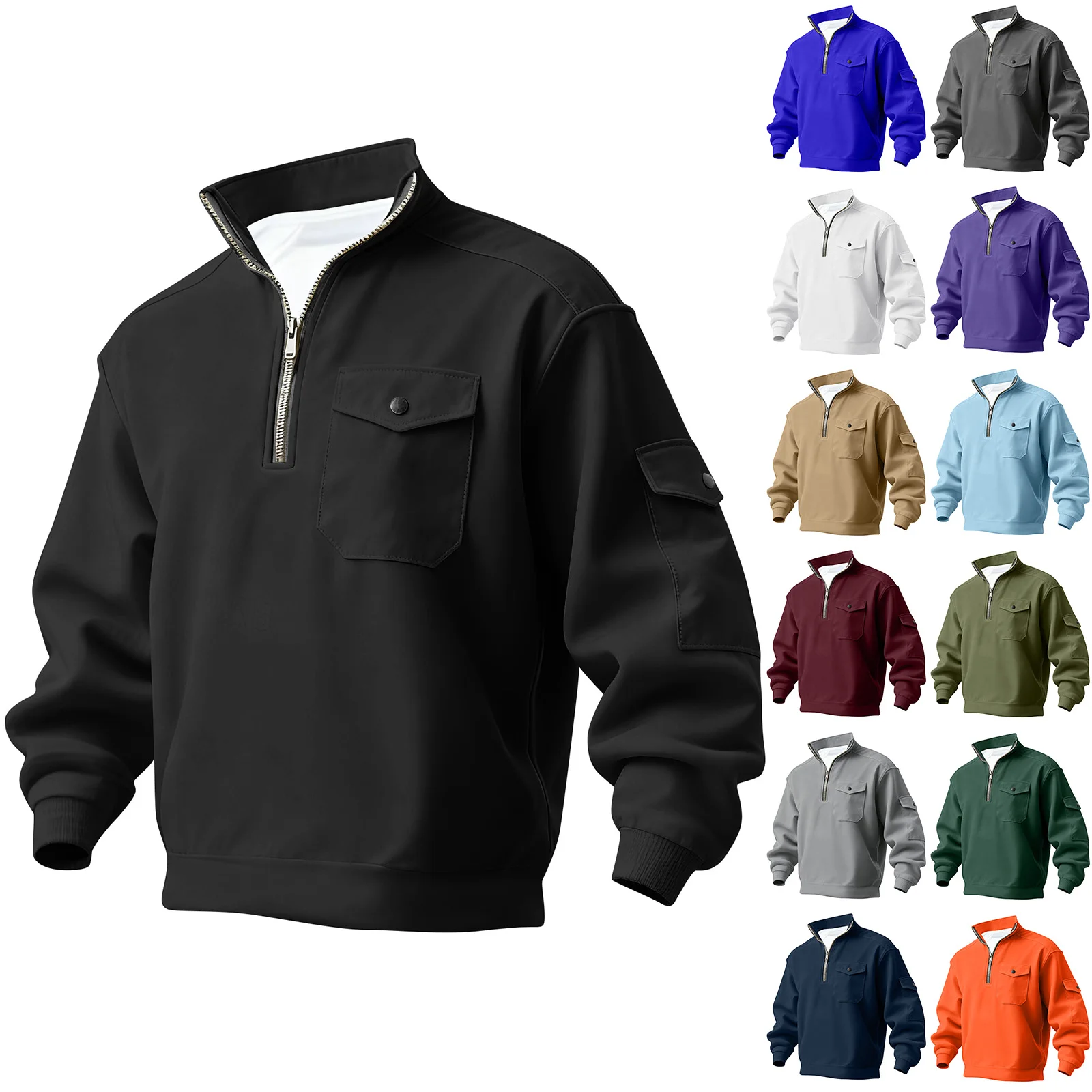 Mens Mock Neck Sweatshirts Men'S Solid Color Half Zipper Sweatshirt Men'S Sports Large Size Casual Sweatshirt Autumn And Winter
Mens Mock Neck Sweatshirts Men'S Solid Color Half Zipper Sweatshirt Men'S Sports Large Size Casual Sweatshirt Autumn And Winter