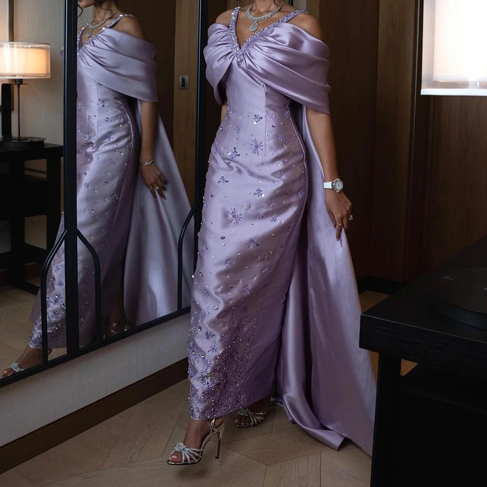 Customized Exquisite Crystal Off the Shoulder Satin Evening Dresses Delicate V-Neck Half Sleeves Straight Bespoke Occa
Customized Exquisite Crystal Off the Shoulder Satin Evening Dresses Delicate V-Neck Half Sleeves Straight Bespoke Occa