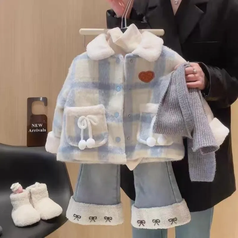 Baby Girl Winter Coat Kids Outfit Set Children's Stylish Cotton Jacket With Thick Flannel Jeans Two-piece Set
Baby Girl Winter Coat Kids Outfit Set Children's Stylish Cotton Jacket With Thick Flannel Jeans Two-piece Set