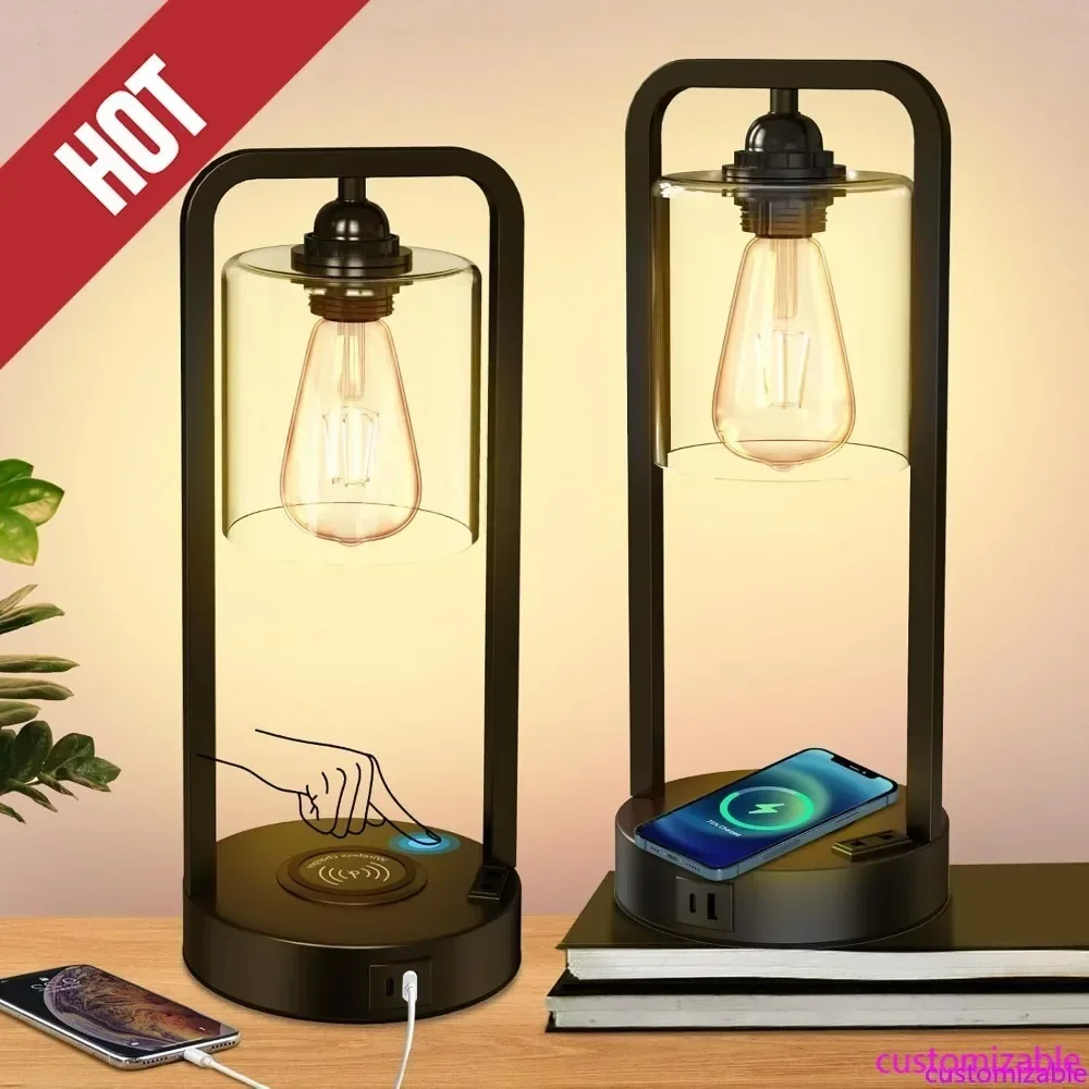 Customizable-Wireless Charging Table Lamp For Bedroom Set Of 2, Touch Control Dimmable With Type C USB Ports & AC Outlet Bedside
Customizable-Wireless Charging Table Lamp For Bedroom Set Of 2, Touch Control Dimmable With Type C USB Ports & AC Outlet Bedside