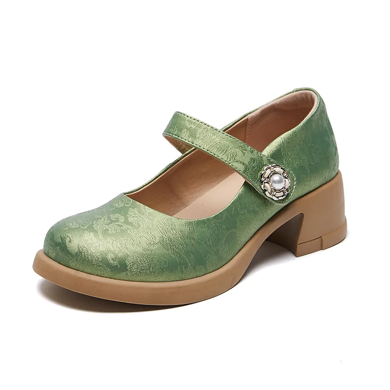 Stylish Elegant Mary Janes Pumps Woman Vintage Split Leather Office Mide Heels Shoes For Women Handmade Green Square Heel Pumps
Stylish Elegant Mary Janes Pumps Woman Vintage Split Leather Office Mide Heels Shoes For Women Handmade Green Square Heel Pumps