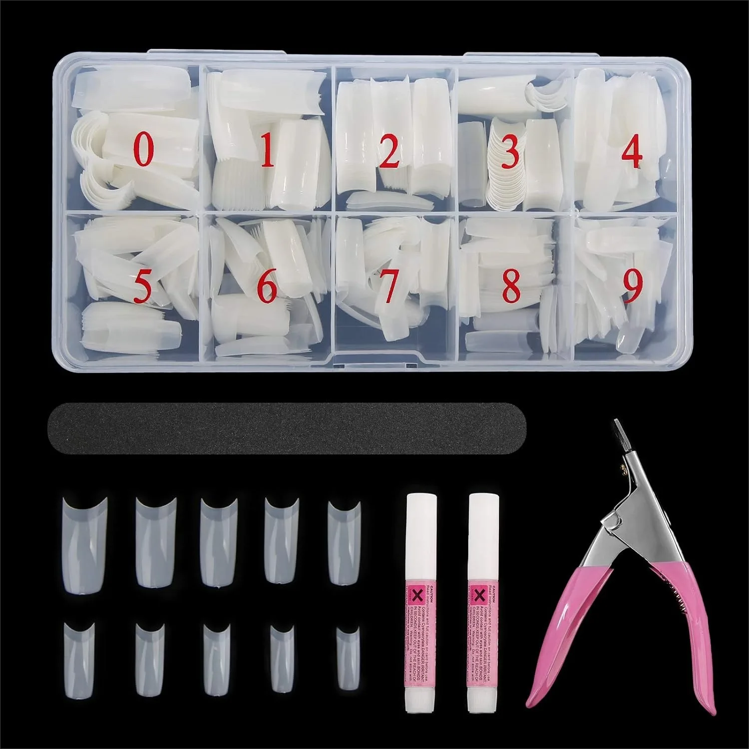 Acrylic Natural Nail Tips Kit 500 Pcs French Tip Nails Set Square Half Cover False Nails with Glue, Files, Clipper, Storage
Acrylic Natural Nail Tips Kit 500 Pcs French Tip Nails Set Square Half Cover False Nails with Glue, Files, Clipper, Storage