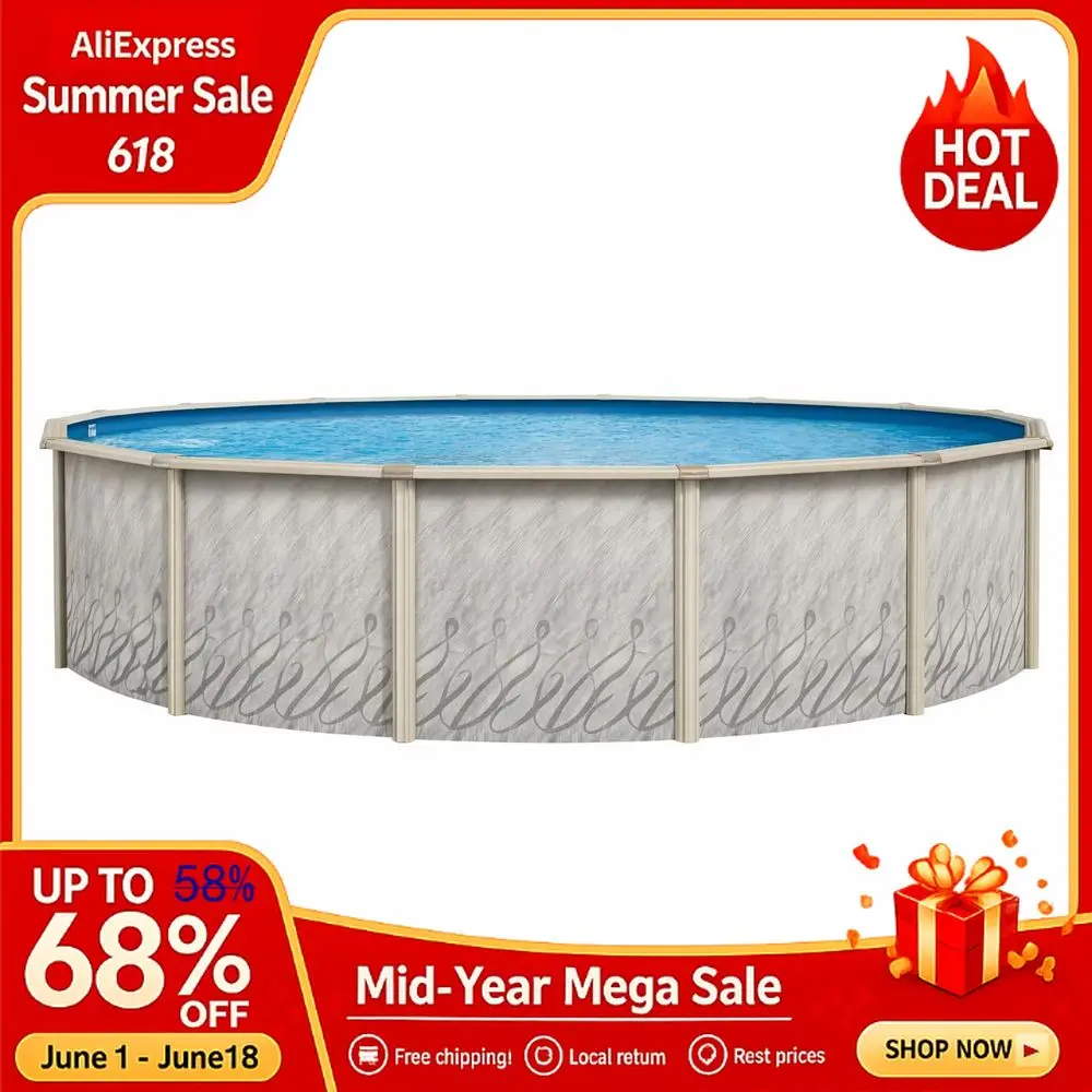 18 ft Round Above Ground Swimming Pool 52 Inch Steel Side Walls Kit Includes 25 Gauge Overlap Liner amp Widemouth Skimm, Custom
18 ft Round Above Ground Swimming Pool 52 Inch Steel Side Walls Kit Includes 25 Gauge Overlap Liner amp Widemouth Skimm, Custom