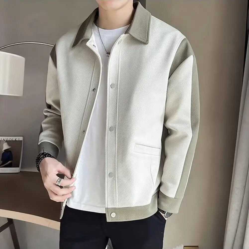 Men Jacket Lapel Long Sleeve Patchwork Color Jacket Coat With Pockets Button Closure Spring Autumn Casual Outwear
Men Jacket Lapel Long Sleeve Patchwork Color Jacket Coat With Pockets Button Closure Spring Autumn Casual Outwear