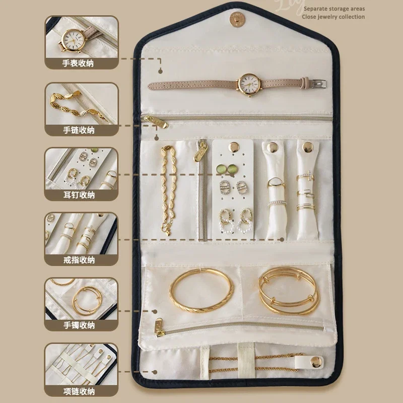 Fashion Portable Jewelry Bag High-end Necklace Earrings Staple Bracelet Ring Fabric Carry-on Jewelry Travel Storage Bag
Fashion Portable Jewelry Bag High-end Necklace Earrings Staple Bracelet Ring Fabric Carry-on Jewelry Travel Storage Bag