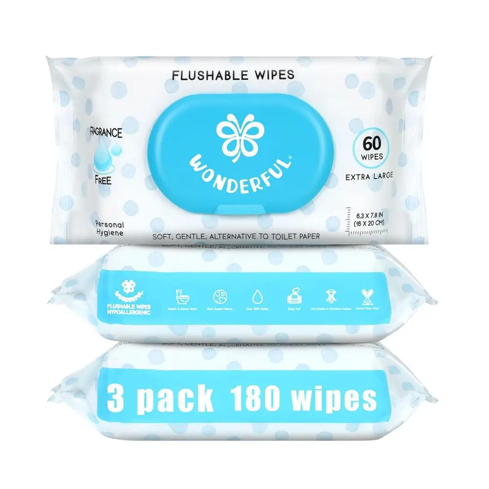 Plant-Based Unscented Wet Wipes, 100% Biodegradable for Adults & Kids, Safe for Sewer & Septic, Gentle on Sensitive Skin, 3-Pack
Plant-Based Unscented Wet Wipes, 100% Biodegradable for Adults & Kids, Safe for Sewer & Septic, Gentle on Sensitive Skin, 3-Pack