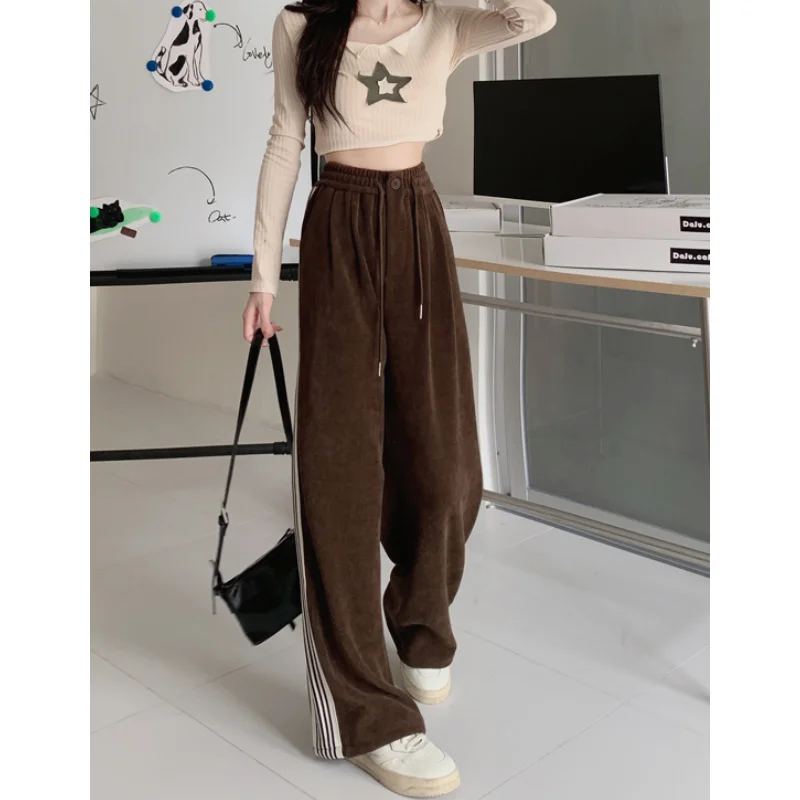 Women Brown Cargo Pants Streetwear High Waist Drawstring Wide Leg Pants Fashion Leisure Female Black Winter Straight Trousers
Women Brown Cargo Pants Streetwear High Waist Drawstring Wide Leg Pants Fashion Leisure Female Black Winter Straight Trousers