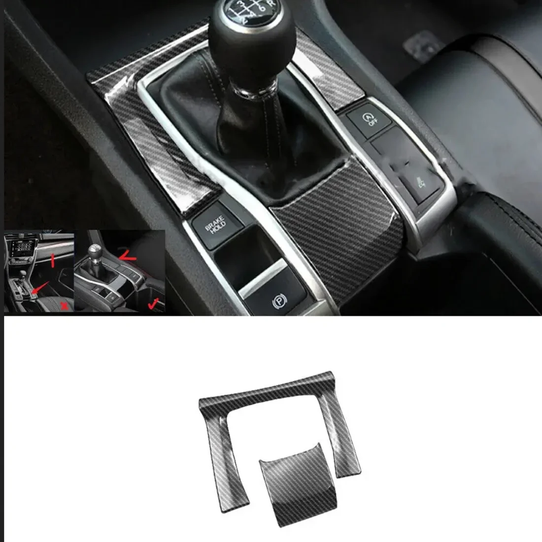 Накладка на раму переключения передач консоли, декор 2 * для Honda Civic MT/AT 2016-2021, углеродное волокно
Накладка на раму переключения передач консоли, декор 2 * для Honda Civic MT/AT 2016-2021, углеродное волокно