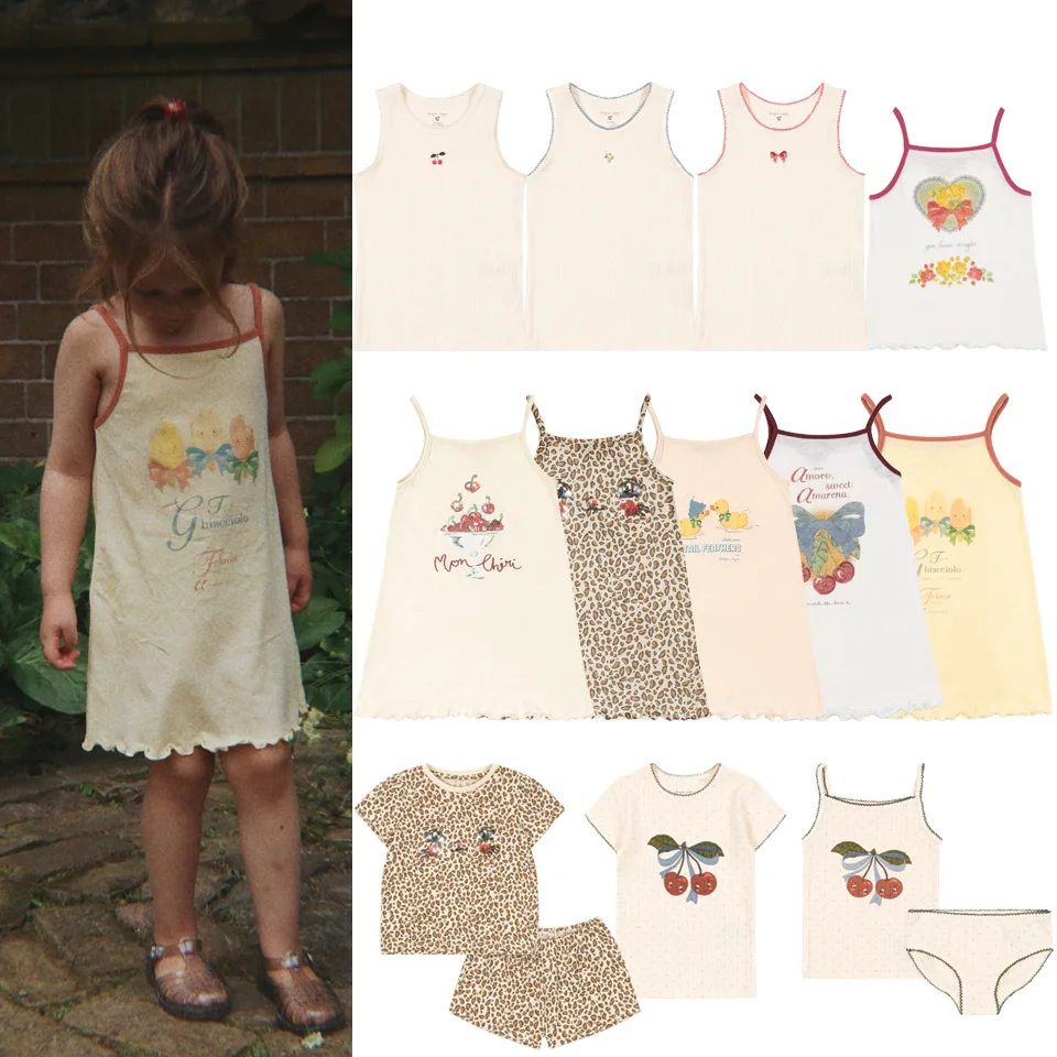 26 Summer New Children's Clothing KS Home Series Leopard Print Set Cherry Ice Cream Camisole Skirt Pajama Vest
26 Summer New Children's Clothing KS Home Series Leopard Print Set Cherry Ice Cream Camisole Skirt Pajama Vest