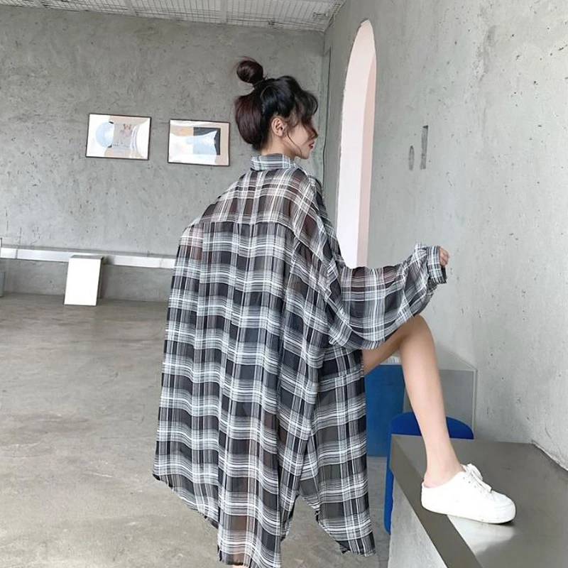 plus Size Summer Shirt Plaid Pattern Thin Sun Protection Clothes Korean Style Collar Long Sleeve Loose Fit Mid-Length
plus Size Summer Shirt Plaid Pattern Thin Sun Protection Clothes Korean Style Collar Long Sleeve Loose Fit Mid-Length