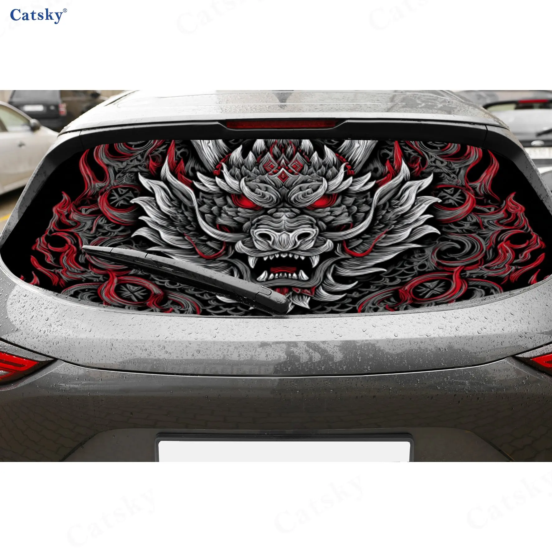 Dark Flame Dragon Pattern PVC Perforated Car Vinyl Wraps, Durable Car Rear Windshield Sticker, Waterproof Car Rear Window Decal
Dark Flame Dragon Pattern PVC Perforated Car Vinyl Wraps, Durable Car Rear Windshield Sticker, Waterproof Car Rear Window Decal