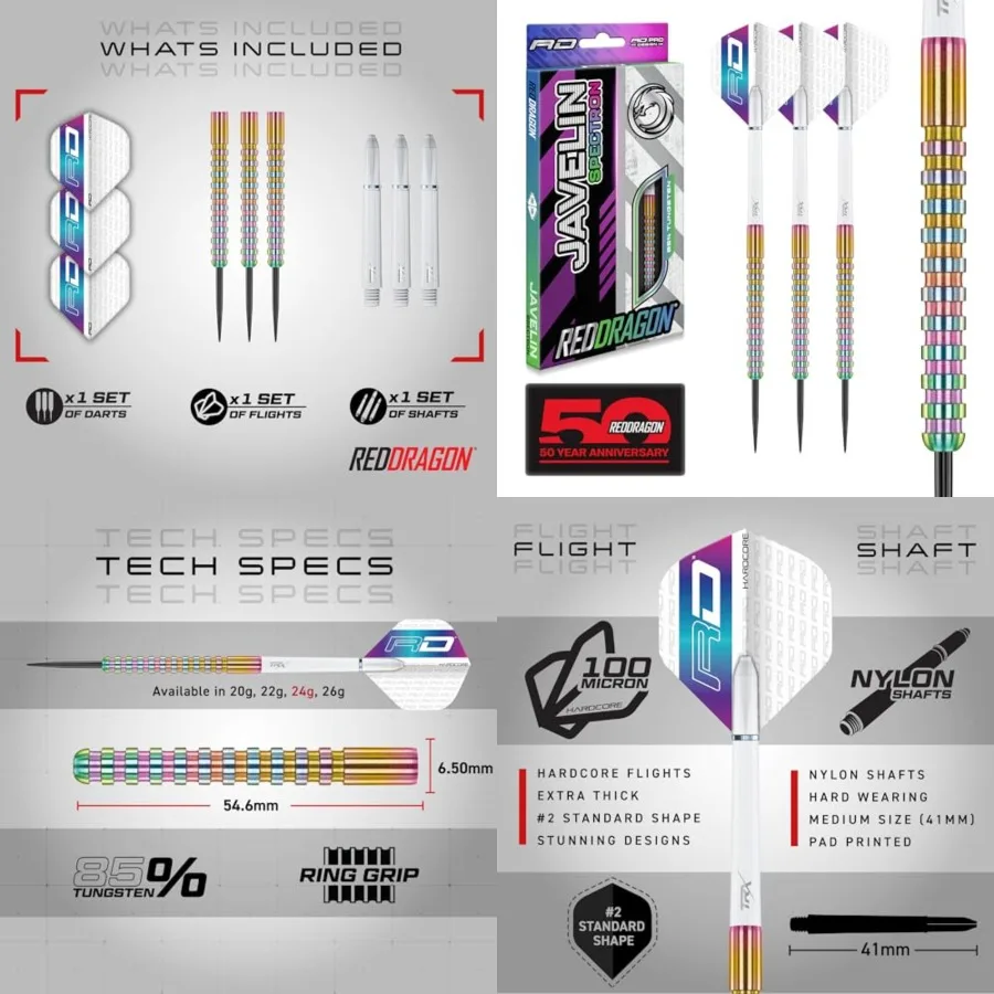 Javelin Series Premium Tungsten Steeltip Darts Set with Flights and Stems
Javelin Series Premium Tungsten Steeltip Darts Set with Flights and Stems