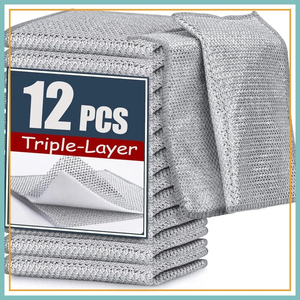 Navona 12 Pcs New Upgrade Steel Wire Dishcloth, Triple-Layer Non-Scratch Cleaning Cloth for Cookware, Sinks, Stove Tops
Navona 12 Pcs New Upgrade Steel Wire Dishcloth, Triple-Layer Non-Scratch Cleaning Cloth for Cookware, Sinks, Stove Tops