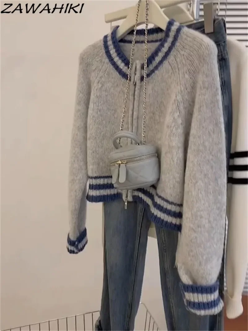 Cropped Cardigan French Gray Long Sleeve Knitted Zipper Fall Winter Sweaters for Women Minimalist Versatile Casual Sweater Mujer
Cropped Cardigan French Gray Long Sleeve Knitted Zipper Fall Winter Sweaters for Women Minimalist Versatile Casual Sweater Mujer
