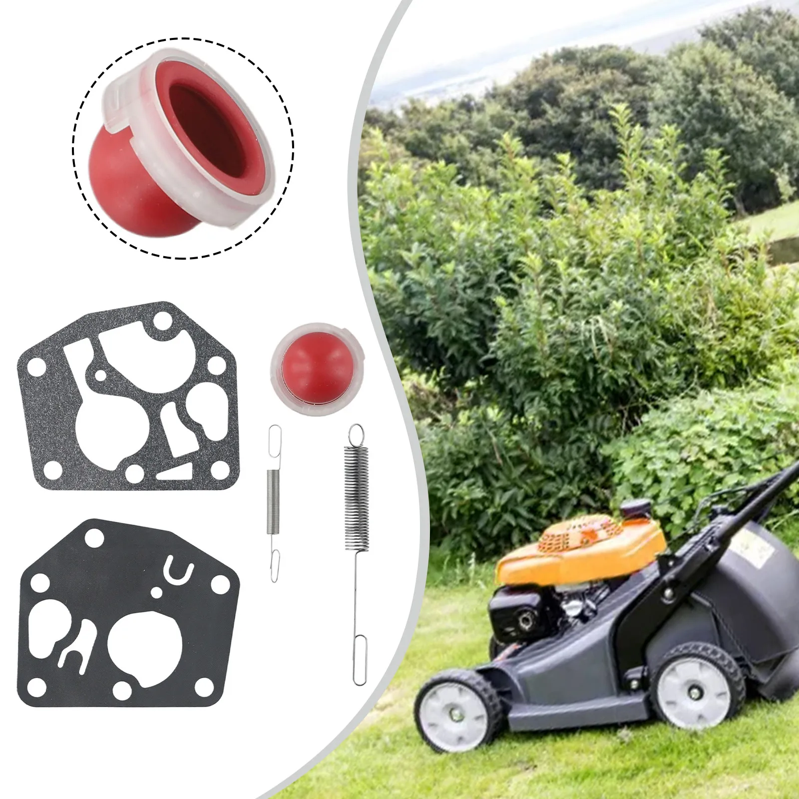 Прокладка для газонокосилки, 2 шт., пружина, 2 шт., 1 шт., Непористая Праймер-лампа для садовых электроинструментов 691859 692211, запасные части
Прокладка для газонокосилки, 2 шт., пружина, 2 шт., 1 шт., Непористая Праймер-лампа для садовых электроинструментов 691859 692211, запасные части