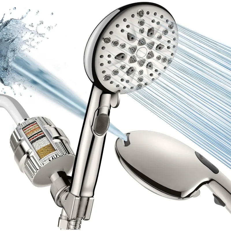 High Pressure 9-Modes Filtered Shower Head - with 20 Stage Shower Filter for Hard Water
High Pressure 9-Modes Filtered Shower Head - with 20 Stage Shower Filter for Hard Water