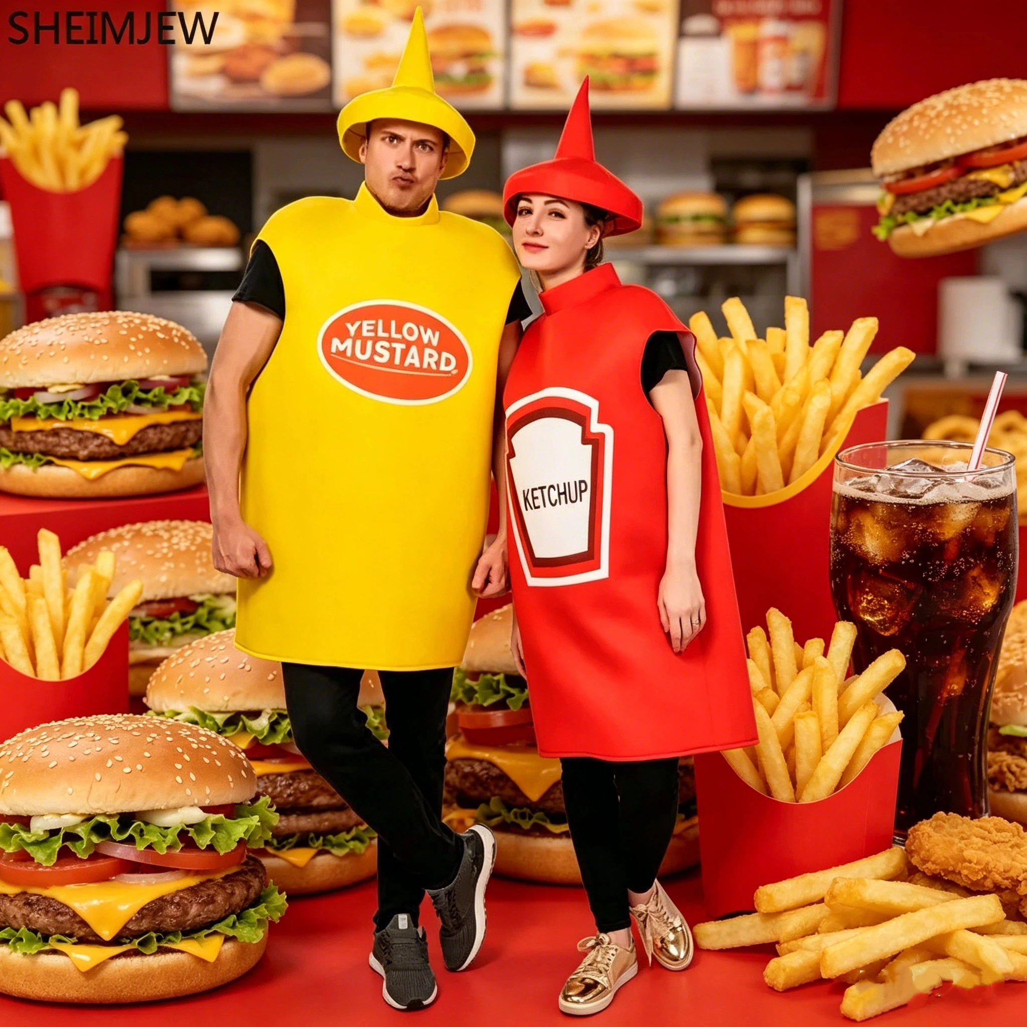 Red Tomato Delicious Ketchup Costume Adult Man Woman Funny Disguise Suit Yellow Mustard Halloween Cosplay Party Clothes 2026
Red Tomato Delicious Ketchup Costume Adult Man Woman Funny Disguise Suit Yellow Mustard Halloween Cosplay Party Clothes 2026