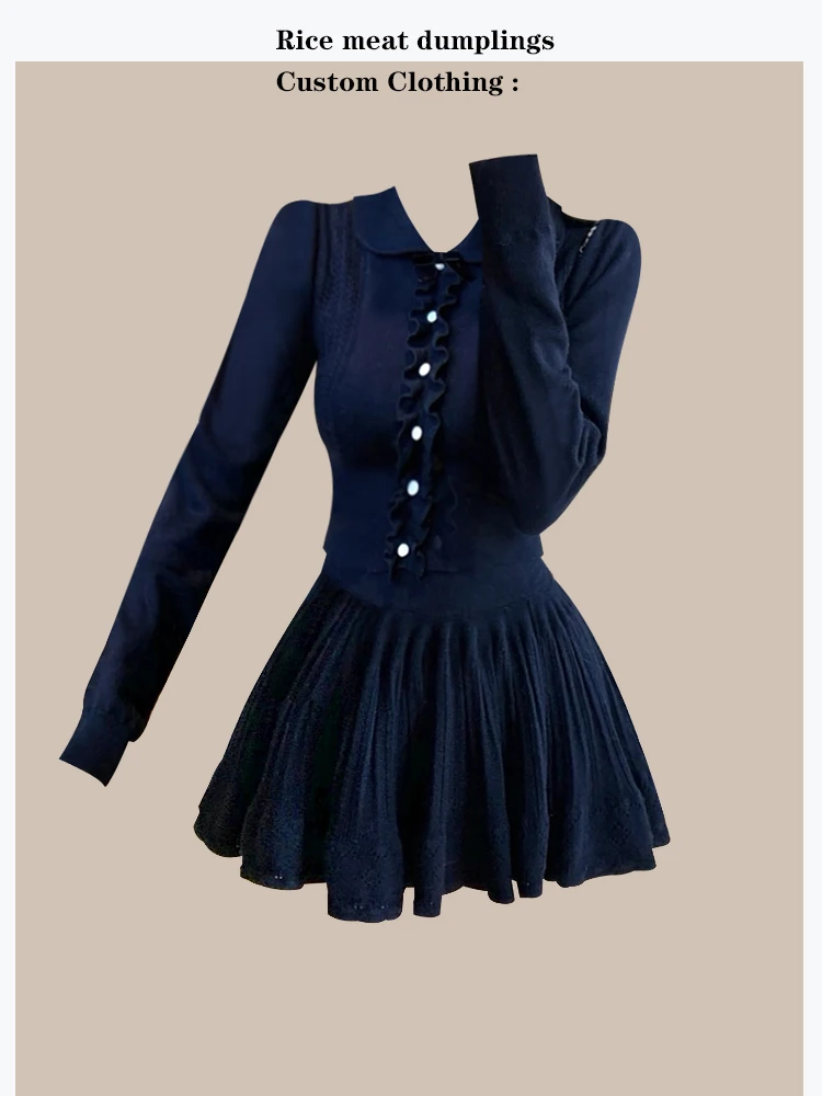 Autumn Winter Commute Fashion Set Superior Student Formula Dark Blue Miu Series Knot Knitted Sweater Half Skirt
Autumn Winter Commute Fashion Set Superior Student Formula Dark Blue Miu Series Knot Knitted Sweater Half Skirt