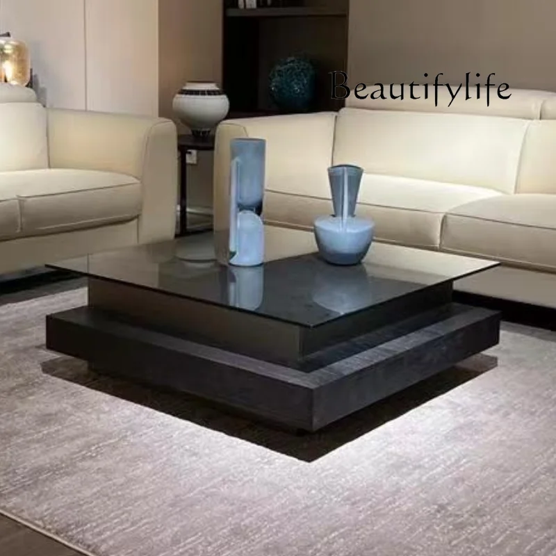 Italian light luxury high-end solid wood coffee table living room square black simple medieval glass coffee table
Italian light luxury high-end solid wood coffee table living room square black simple medieval glass coffee table