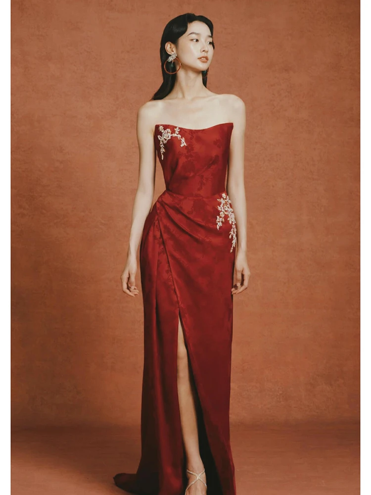 Red Bridal Gown Evening Dr Luxury mat Cusizable Wedding Reception Suit New Bride Morning Robe High-End Summer
Red Bridal Gown Evening Dr Luxury mat Cusizable Wedding Reception Suit New Bride Morning Robe High-End Summer