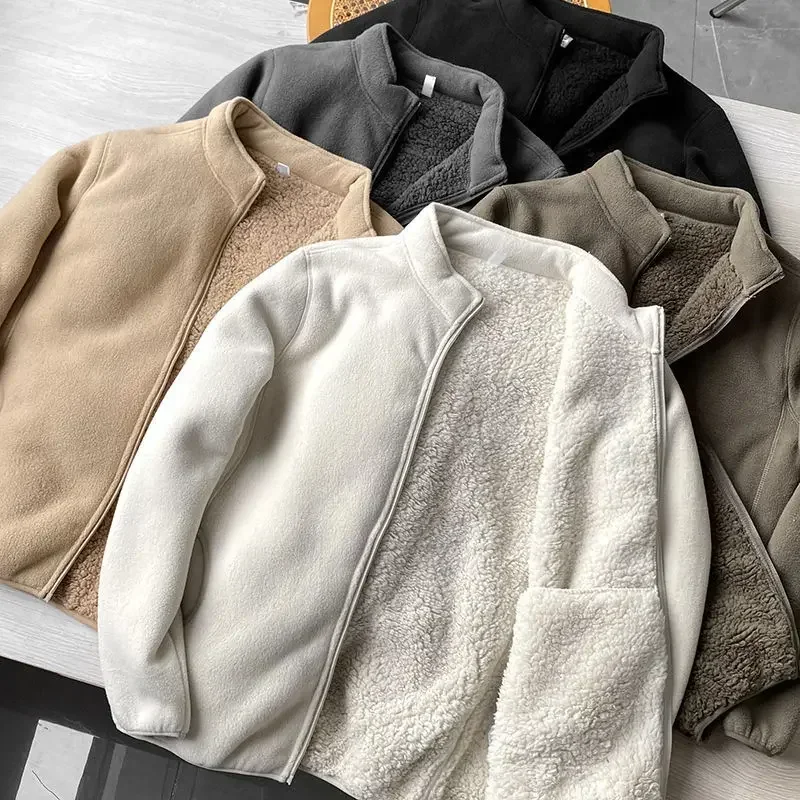 Winter Fleece Jacket Solid Color Sherpa Casual Coat Thick Warm Stand Collar Zip Up Outdoor Windbreak Jacket soft Comfortable
Winter Fleece Jacket Solid Color Sherpa Casual Coat Thick Warm Stand Collar Zip Up Outdoor Windbreak Jacket soft Comfortable