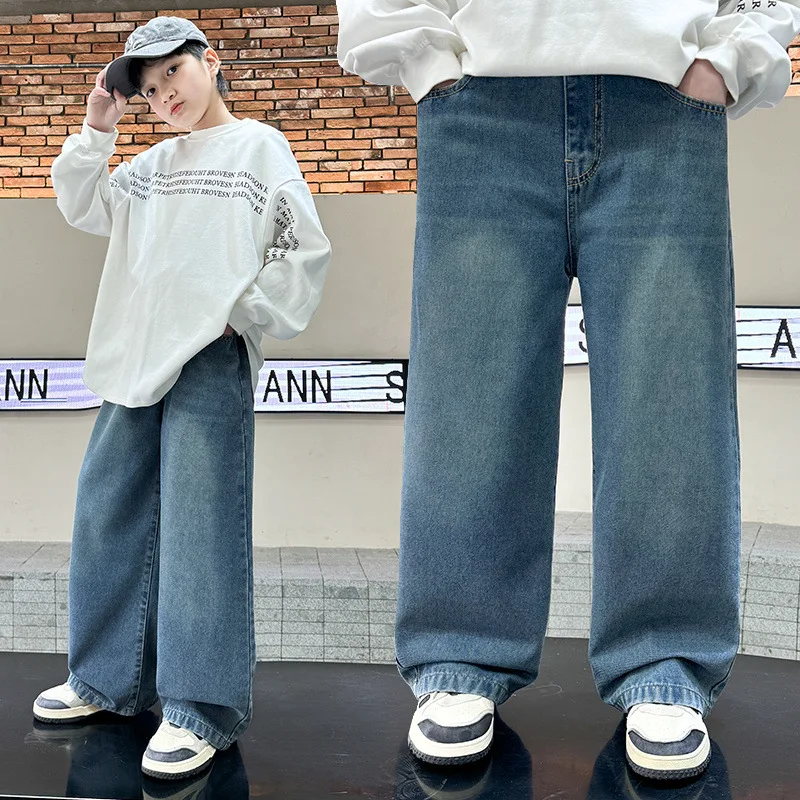 Spring Autumn Kids Retro Blue Baggy Carpenter Jeans For Teenage Boy Denim Pants School Child Solid Wide Jeans Trousers
Spring Autumn Kids Retro Blue Baggy Carpenter Jeans For Teenage Boy Denim Pants School Child Solid Wide Jeans Trousers