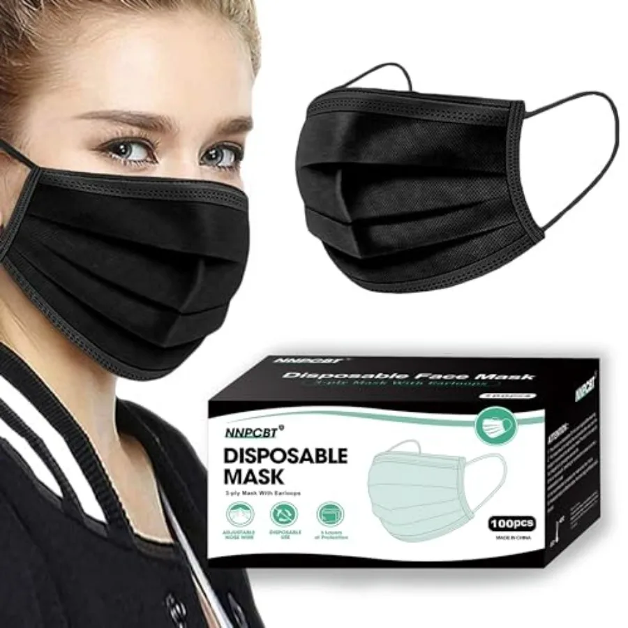 100PCS 3 Ply Black Disposable Face Mask Filter Protection Face Masks
100PCS 3 Ply Black Disposable Face Mask Filter Protection Face Masks