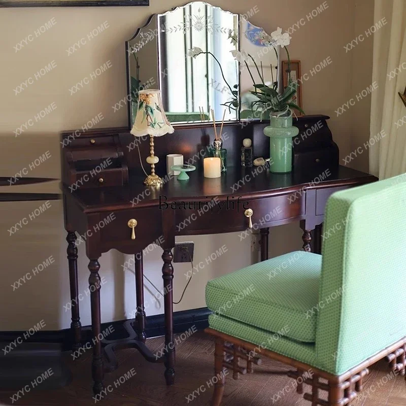 A French retro old dresser solid wood Roman column dressing table makeup stool glass combination
A French retro old dresser solid wood Roman column dressing table makeup stool glass combination