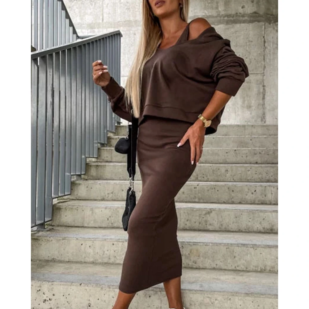 Women's V-Neck Sleeveless Midi Bodycon Gray Tank Dress, Long Sleeve Crop Top Set, Two Pieces Dress Suit Set, Autumn Clothes
Women's V-Neck Sleeveless Midi Bodycon Gray Tank Dress, Long Sleeve Crop Top Set, Two Pieces Dress Suit Set, Autumn Clothes