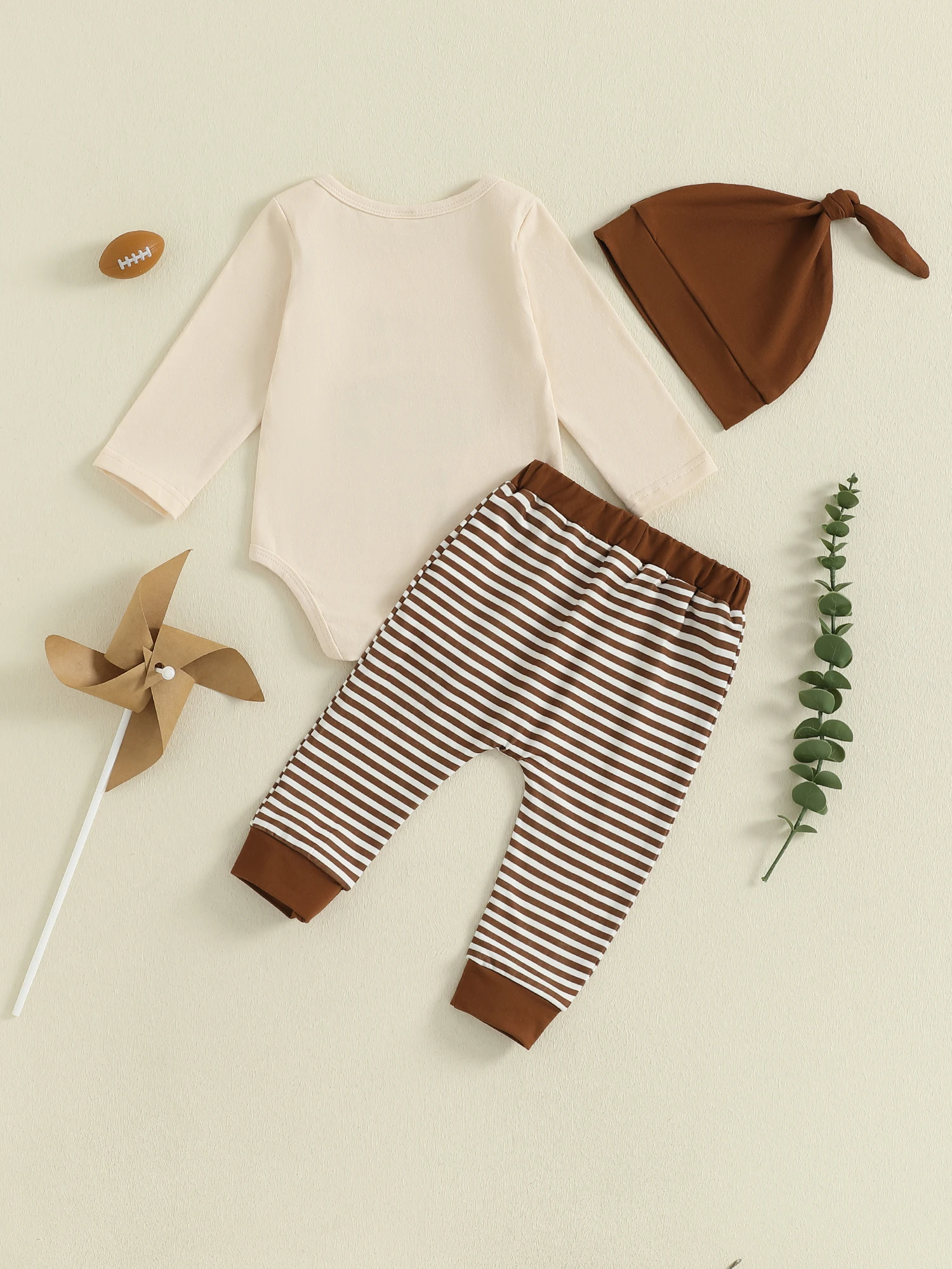 Infant Boys 3-Piece Clothing Set with Long Sleeve Crew Neck Letter Print Romper Striped Pants and Matching Hat for a Stylish
Infant Boys 3-Piece Clothing Set with Long Sleeve Crew Neck Letter Print Romper Striped Pants and Matching Hat for a Stylish