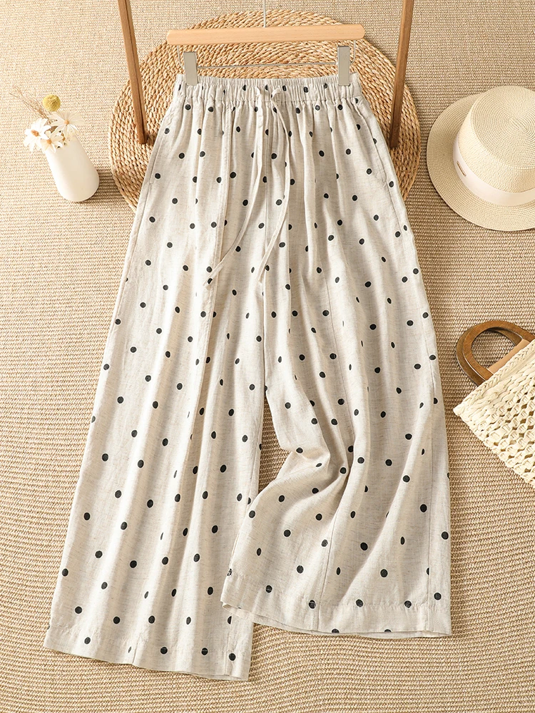 Polka Dot Wide Leg Pants Elastic Waist Tie Dye Slimming Loose Harlan Summer Vintage Style Ladies High Waist Straight Tube
Polka Dot Wide Leg Pants Elastic Waist Tie Dye Slimming Loose Harlan Summer Vintage Style Ladies High Waist Straight Tube