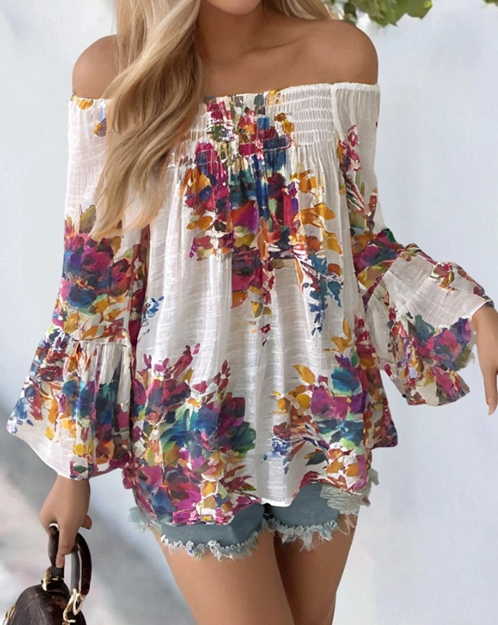 Women's Blouse Tops Fashion Vintage Boho Summer Floral Paisley Print Shirred Off the Shoulder Ruffles Three Quarters Sleeve Top
Women's Blouse Tops Fashion Vintage Boho Summer Floral Paisley Print Shirred Off the Shoulder Ruffles Three Quarters Sleeve Top