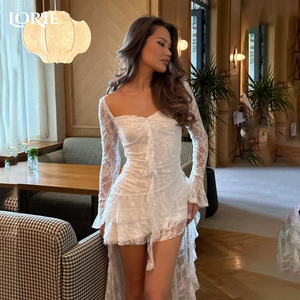 LORIE Graceful Lace Short Wedding Dresses 3D Floral Appliqued Square Neck Midi Bridal Gowns vestido de novia Plus sizeCustomized
LORIE Graceful Lace Short Wedding Dresses 3D Floral Appliqued Square Neck Midi Bridal Gowns vestido de novia Plus sizeCustomized