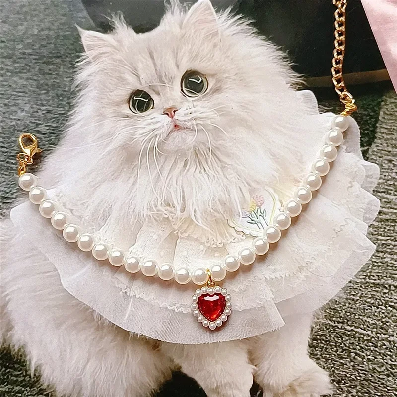 Heart Dog Cat Pearl Necklace Collar with Diamond Pendant for Cats Dogs Puppy Wedding Costume Pet Crystal Jewelry Accessories
Heart Dog Cat Pearl Necklace Collar with Diamond Pendant for Cats Dogs Puppy Wedding Costume Pet Crystal Jewelry Accessories
