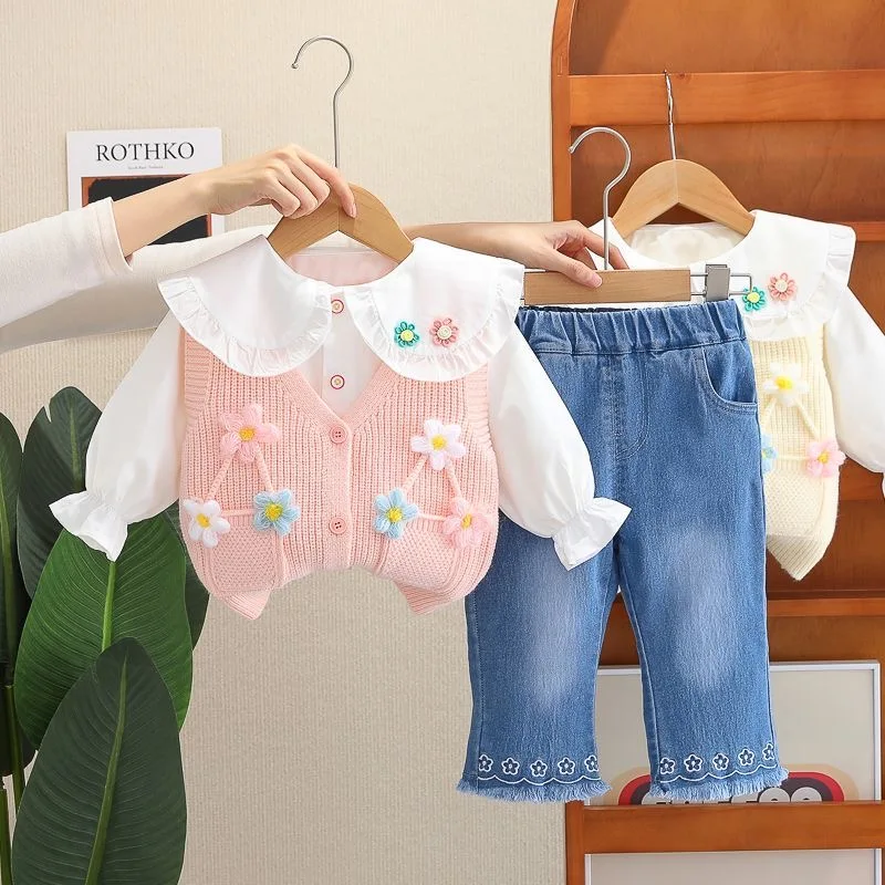 Children Clothing Sets for Girls T Shirt Floral Vest Bow Jeans Spring Autumn Toddler Baby Clothes Infant Outfits Kids Tracksuit
Children Clothing Sets for Girls T Shirt Floral Vest Bow Jeans Spring Autumn Toddler Baby Clothes Infant Outfits Kids Tracksuit