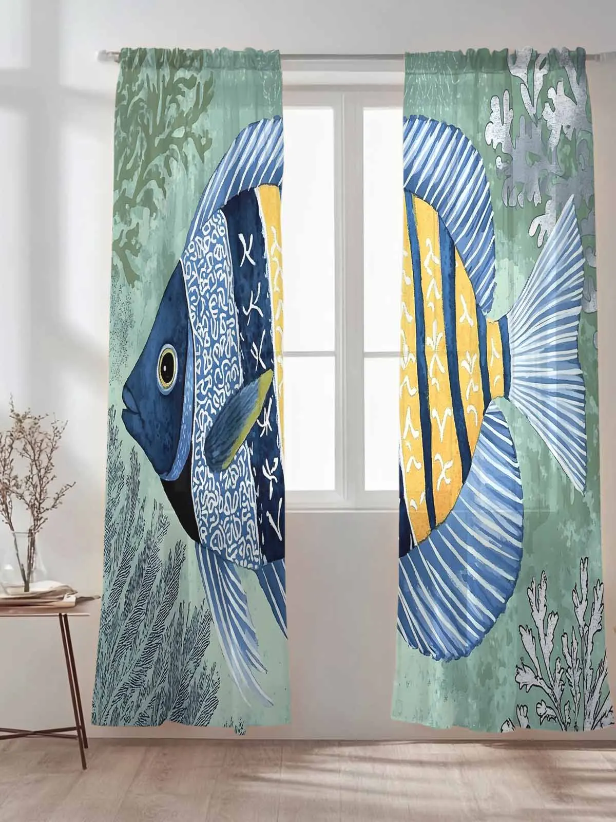 Green Background Watercolor Fish Sheer Tulle Curtains for Bedroom Living Room Voile Curtain for Children Organza Window Drapes
Green Background Watercolor Fish Sheer Tulle Curtains for Bedroom Living Room Voile Curtain for Children Organza Window Drapes