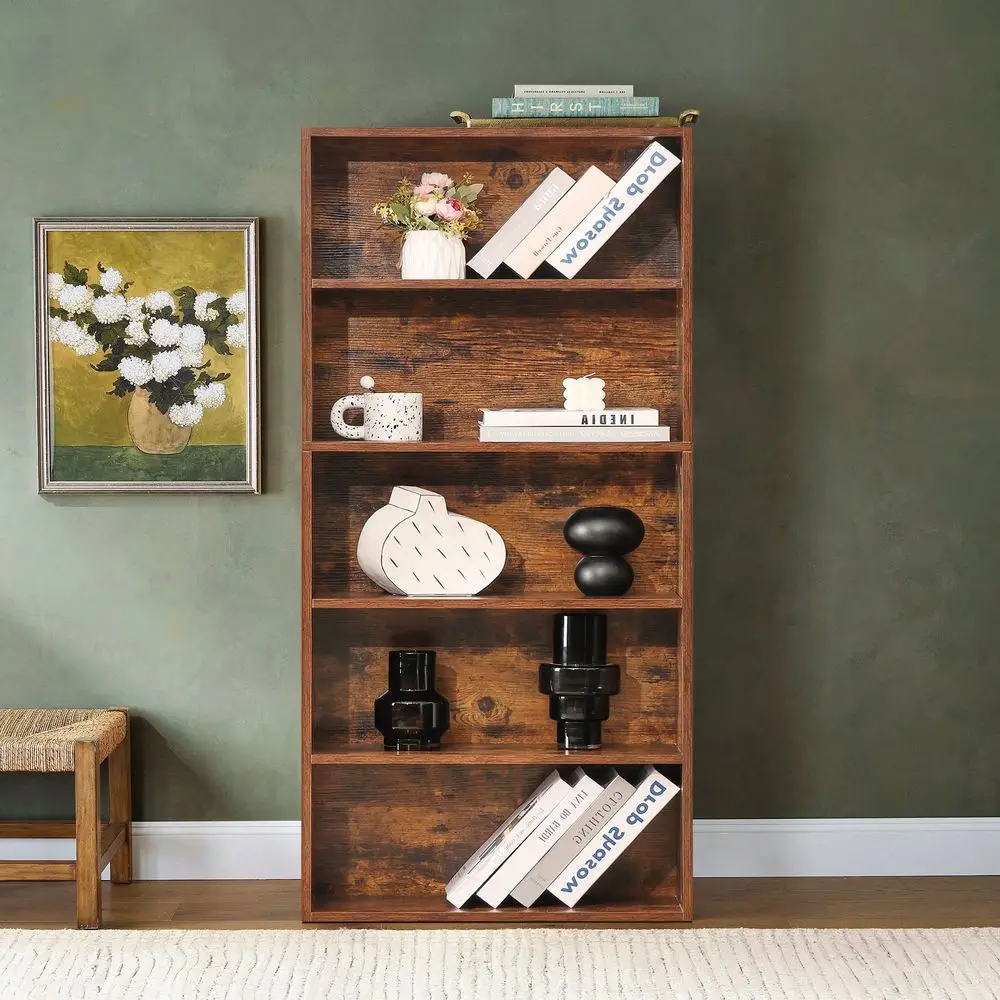 Industrial 5 Shelf Bookcase Large 53 Inch Tall Floor Standing Open Bookshelf For Home Office, Living Room, And Bedroom Storage
Industrial 5 Shelf Bookcase Large 53 Inch Tall Floor Standing Open Bookshelf For Home Office, Living Room, And Bedroom Storage