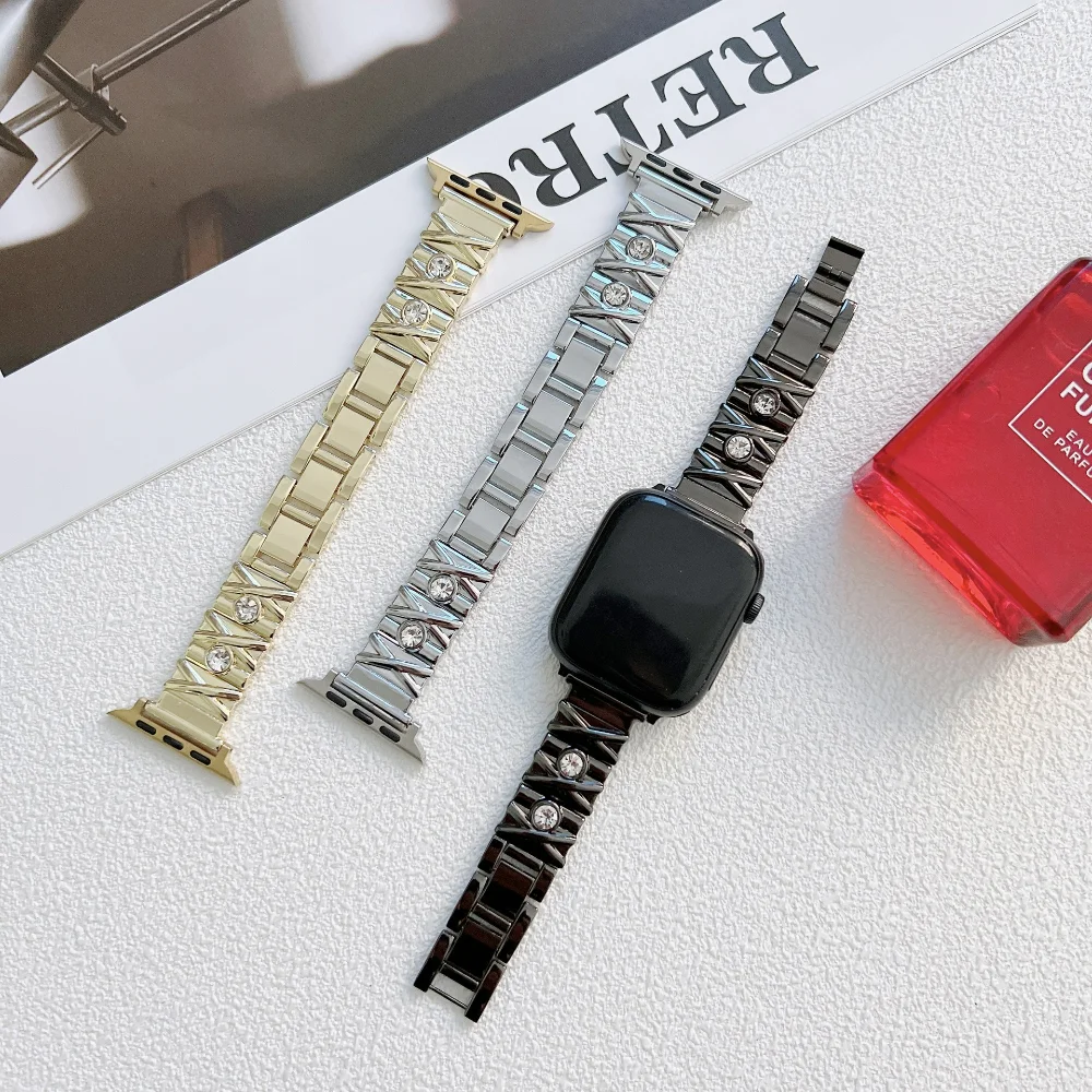 Metal Diamond Strap For Apple Watch Band 45mm 41mm Ultra 49mm 44mm 40mm 42mm 38mm Bracelet for iWatch Series 8 7 6 5 4 3 SE Belt
Metal Diamond Strap For Apple Watch Band 45mm 41mm Ultra 49mm 44mm 40mm 42mm 38mm Bracelet for iWatch Series 8 7 6 5 4 3 SE Belt