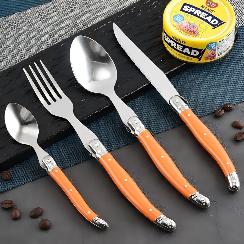 4-24pcs Laguiole Rainbow Cutlery Black Tableware set Red Plastic Handle Dinnerware Stainless Steak Fork Dinner Spoon Teaspoon
4-24pcs Laguiole Rainbow Cutlery Black Tableware set Red Plastic Handle Dinnerware Stainless Steak Fork Dinner Spoon Teaspoon